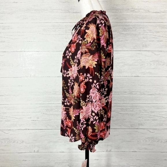 NANETTE Lepore Floral Blouse Tie Neck - Picture 3 of 11